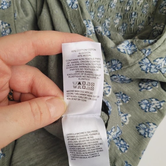 Lucky Brand Small Sage Green Boho Peasant Top Earthy Flowy - Picture 5 of 5